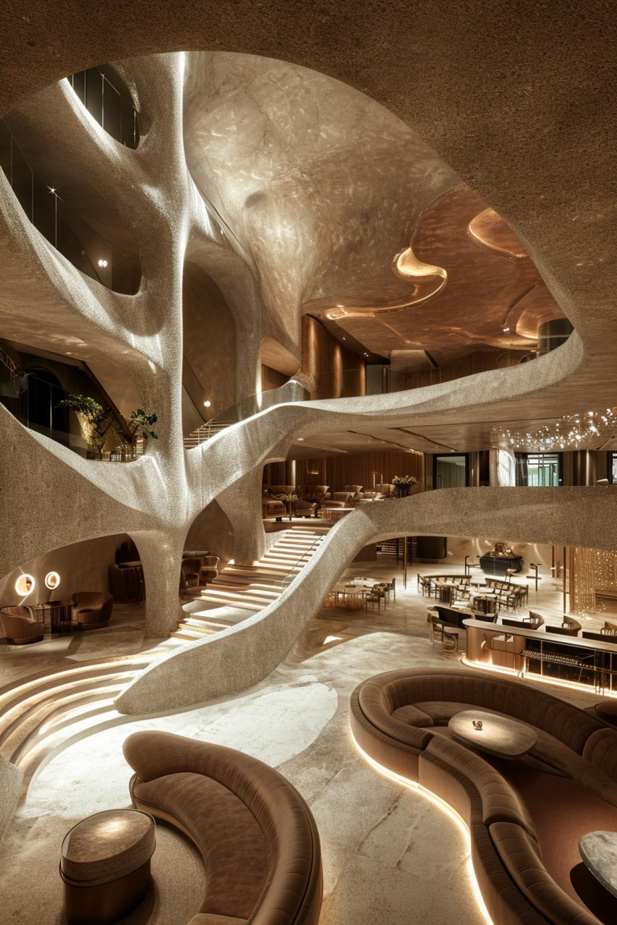 Upon entering a cavernous entertainment arena within the hotel, guests find themselves surrounded by plush tiered seating and a colossal stage. The immensity of the venue, filled with the hushed anticipation of the audience, creates a sense of insignificance. The air is charged with the anticipation of witnessing a performance within the vastness of this luxurious space