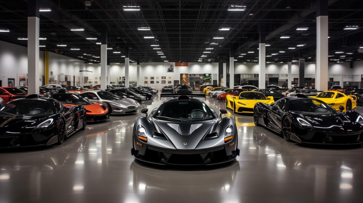 Large collection of different real supercars