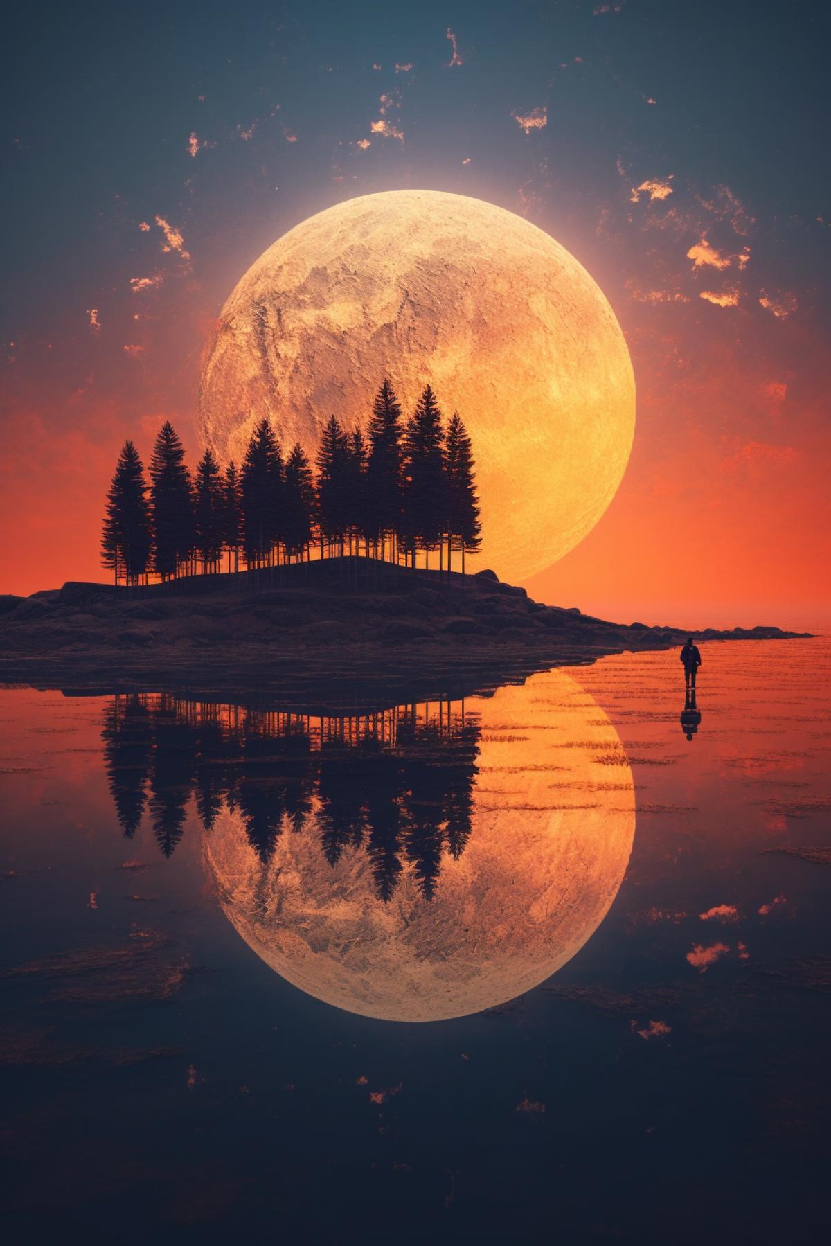 Big moon at sunset