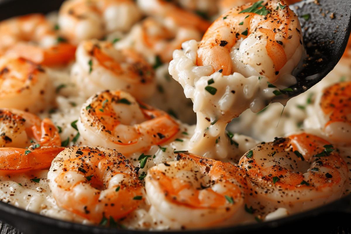 Shrimp risotto close-up