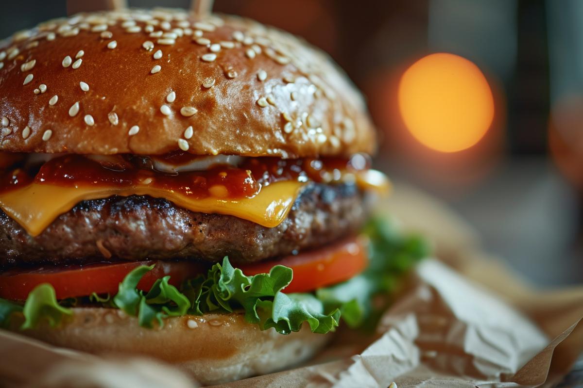 Cheeseburger, closeup, Cinematic shot + photos taken by ARRI, photos taken by sony, photos taken by canon, photos taken by nikon, photos taken by sony, photos taken by hasselblad + incredibly detailed, sharpen, details + professional lighting, photography lighting + 50mm, 80mm, 100m + lightroom gallery + behance photographys + unsplash