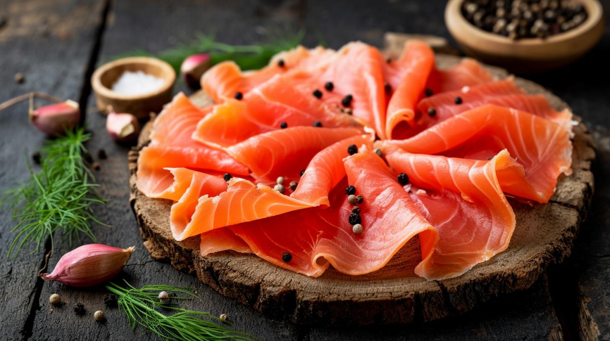 Juicy, appetizing smoked fish, worthy restaurant serving.