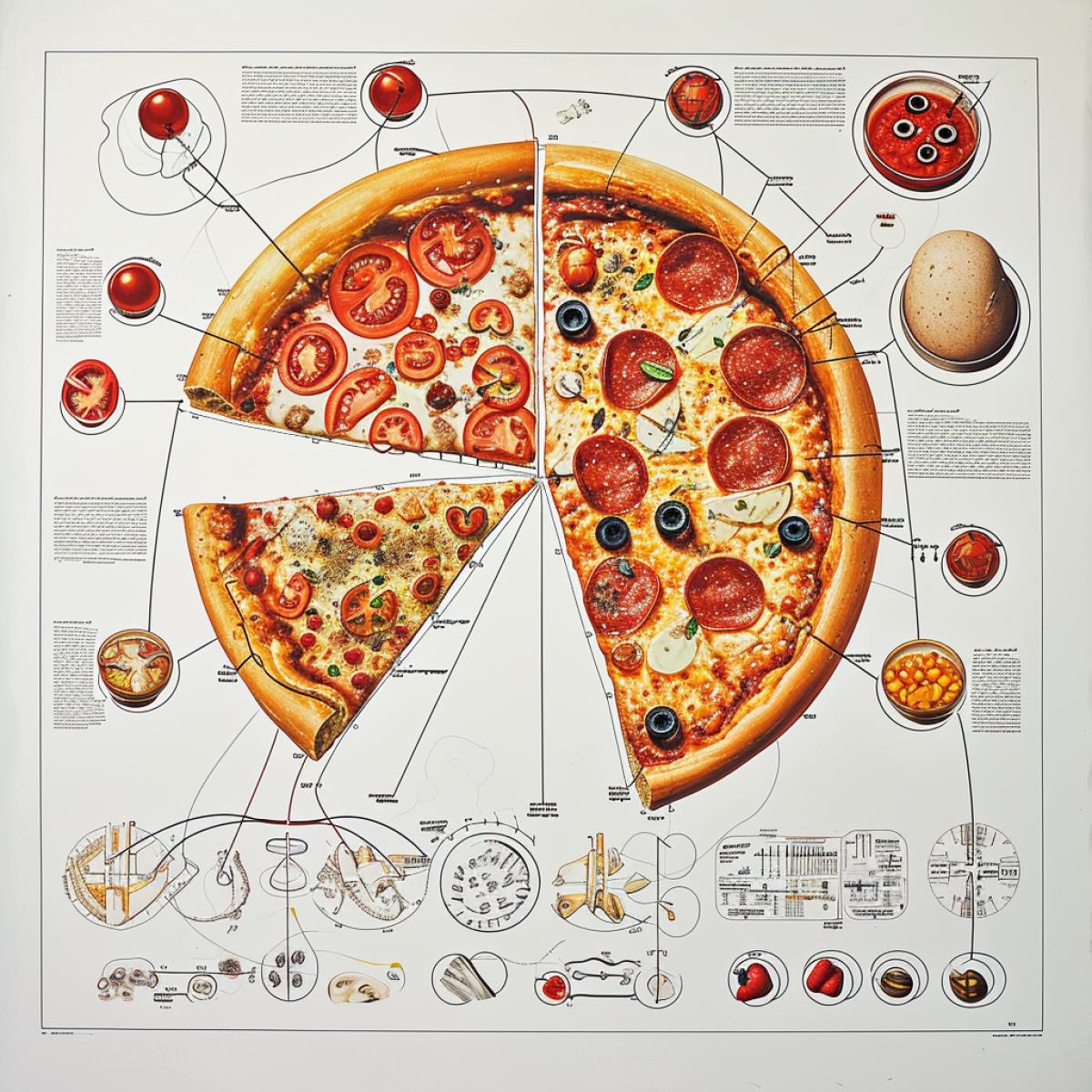 scientific diagram, knolling pizza