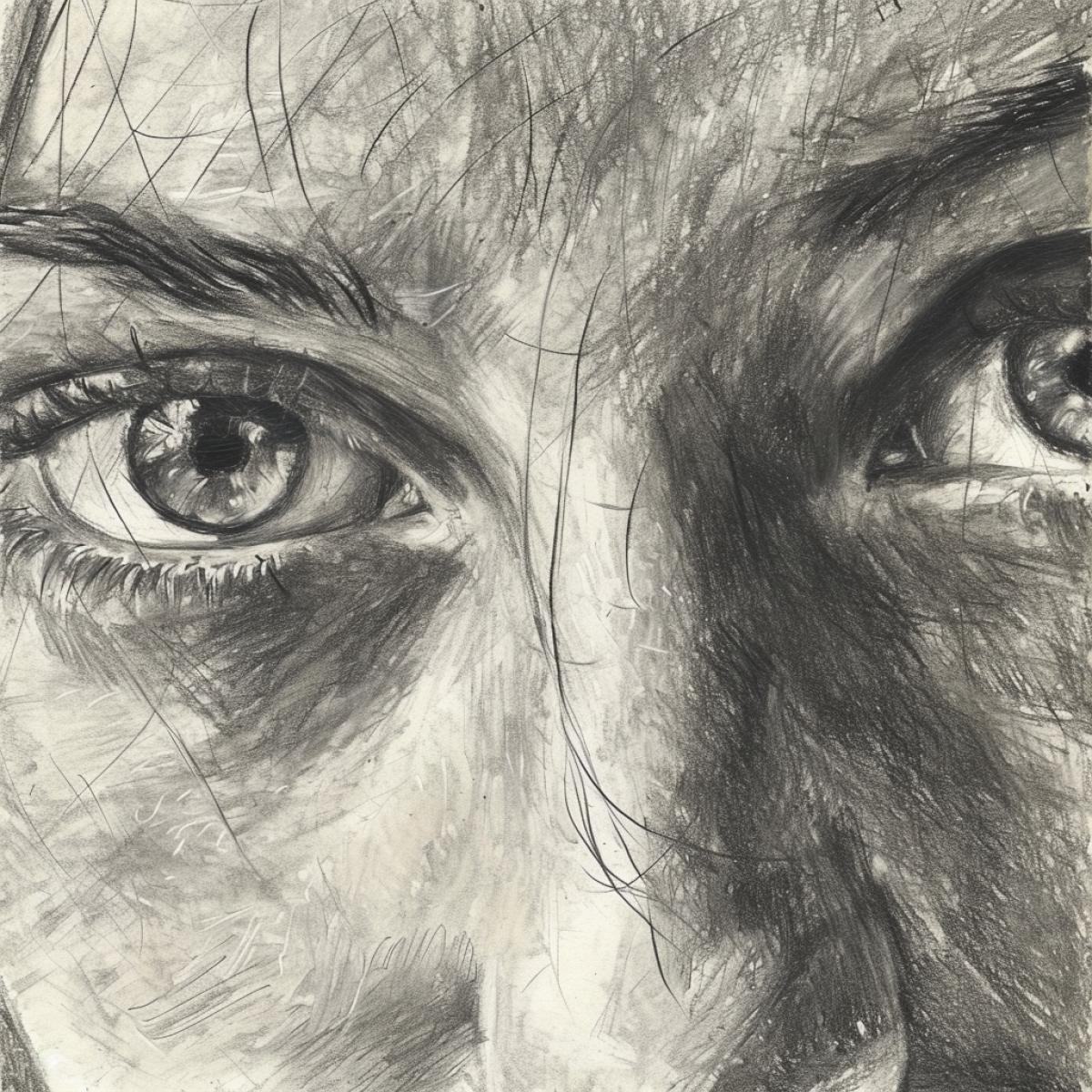 Midjourney draw your self-portrait. Close-up photo. Shallow depth of field. Focus on the eyes.