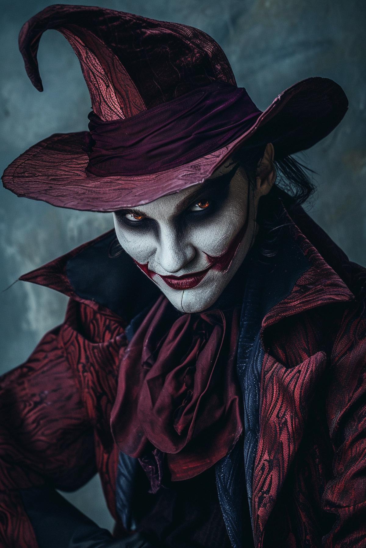 Create an image of the perfect charismatic villain. They should be both luxury and sinister, with piercing eyes and a charming smile. Their 4k should be confident and commanding, and their attire stylish and elegant. Set them against a dark and dramatic backdrop that emphasizes their enigmatic nature and power.