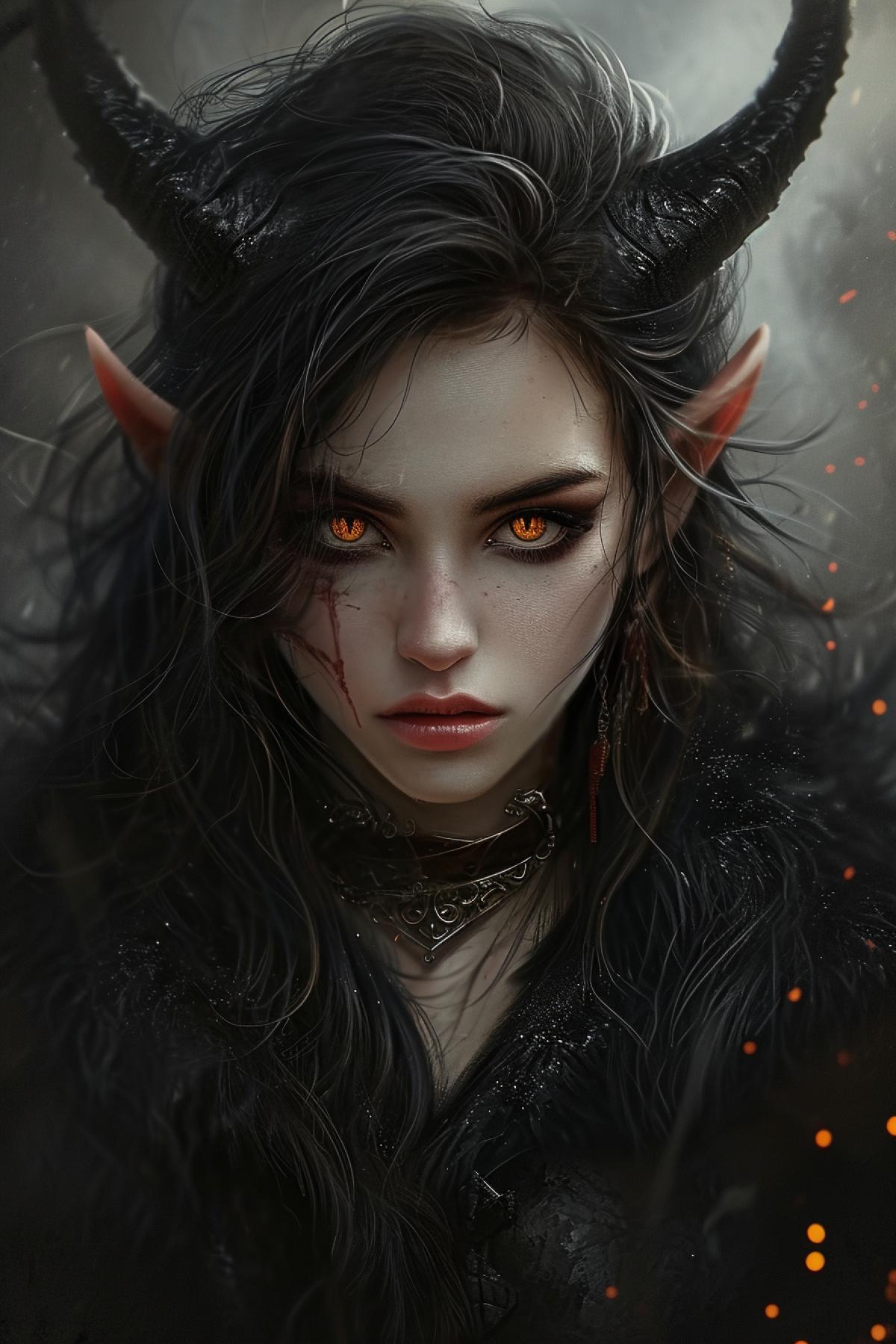 Charming demon with beautiful cunning eyes, parallel world