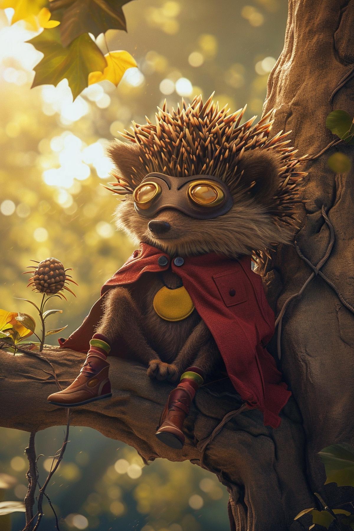 Superhero man hedgehog tree pixar