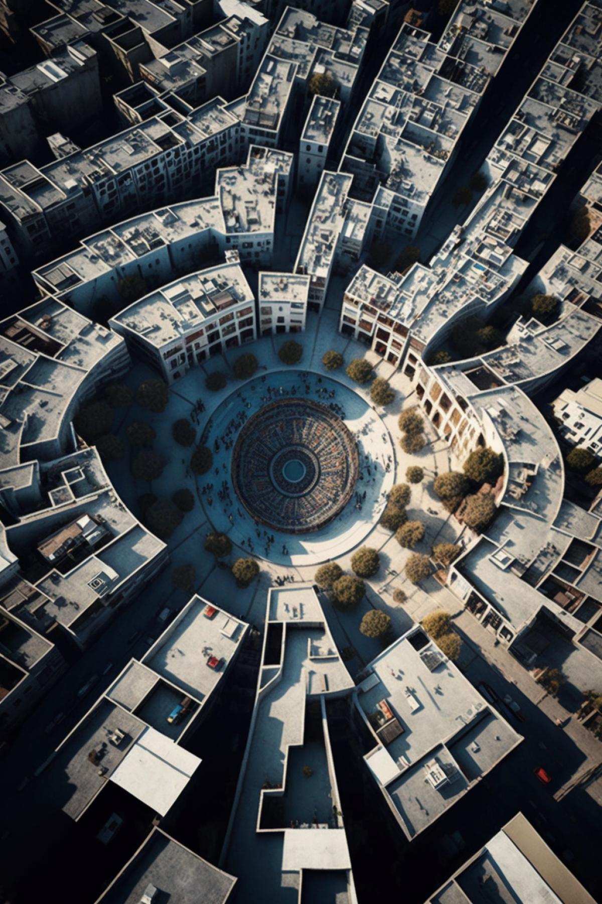 The maze of streets in Damascus, view from above