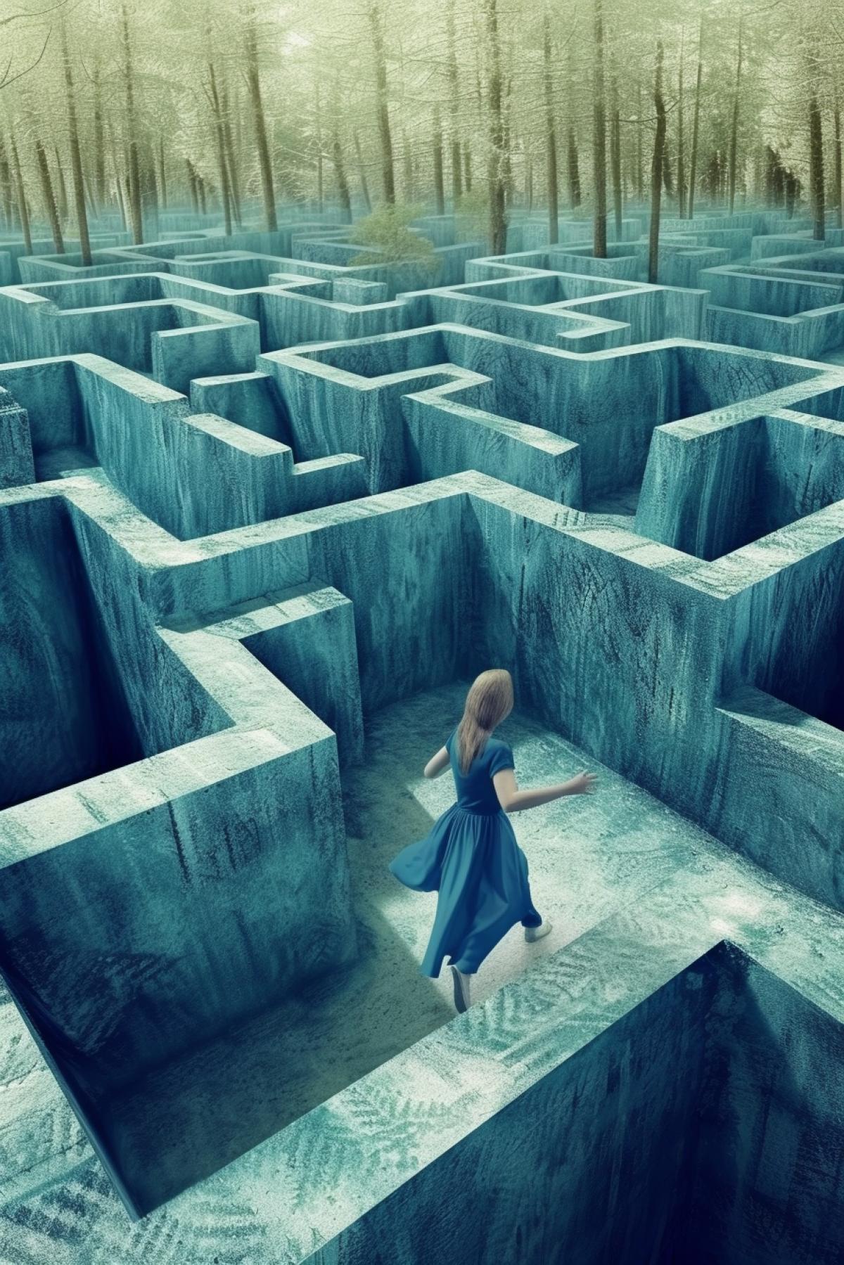 A man is looking for a way out of the bizarre labyrinth of a parallel universe.