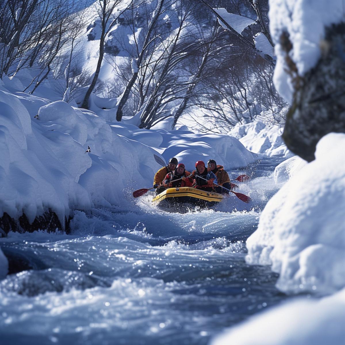 Rafting on a snowy slope, blocker