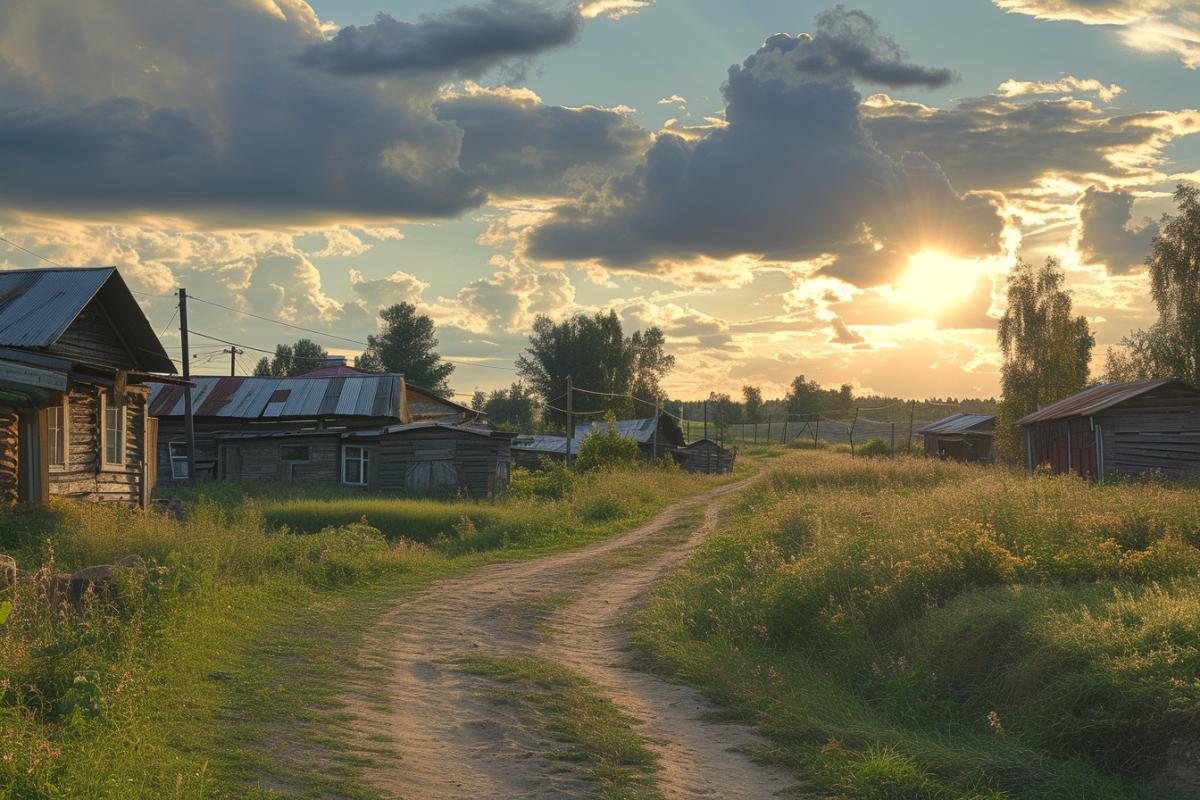 Russian village in central Russia, childhood, summer, sun