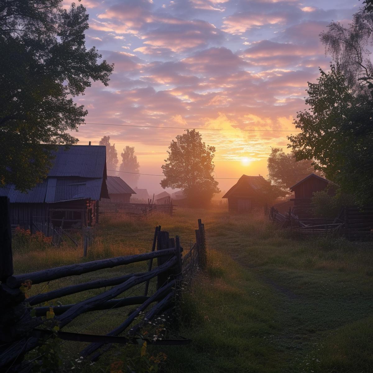 Dawn in a Russian village