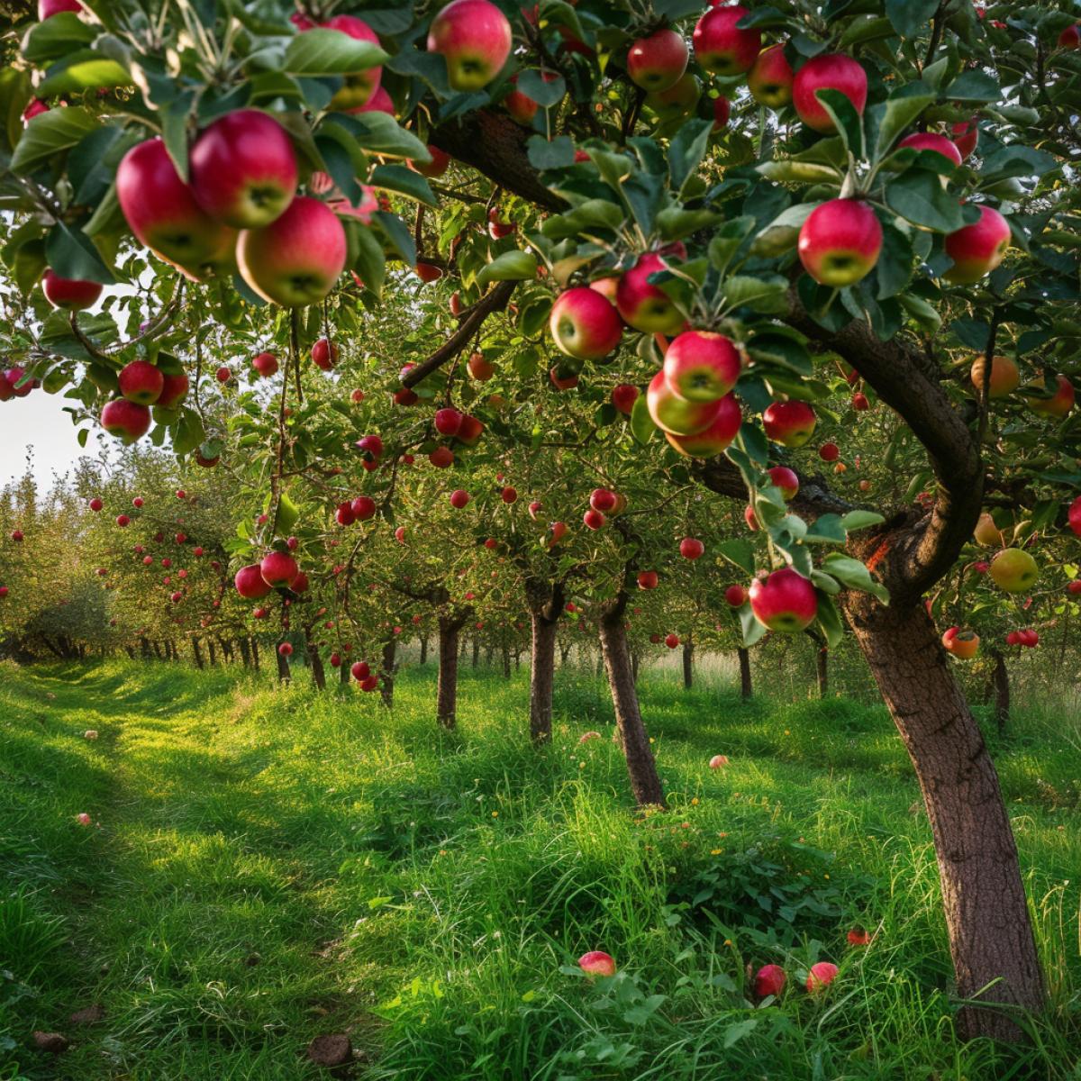 Apple orchard in a Russian village, apple harvest