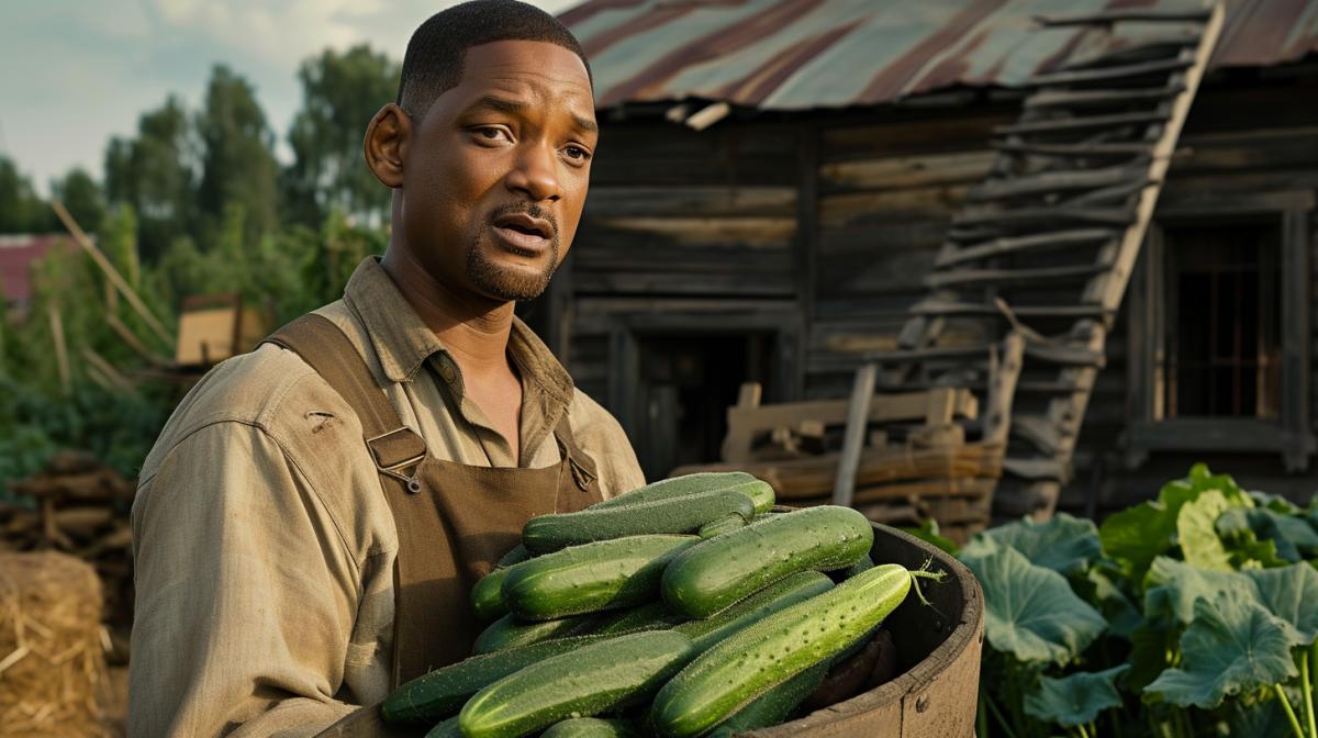 Will Smith in a Russian village harvests cucumbers