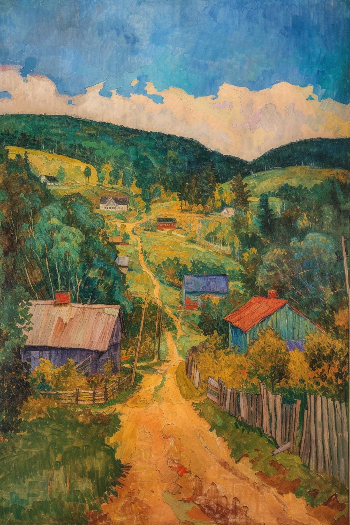 Russian village, Pierre Bonnard style
