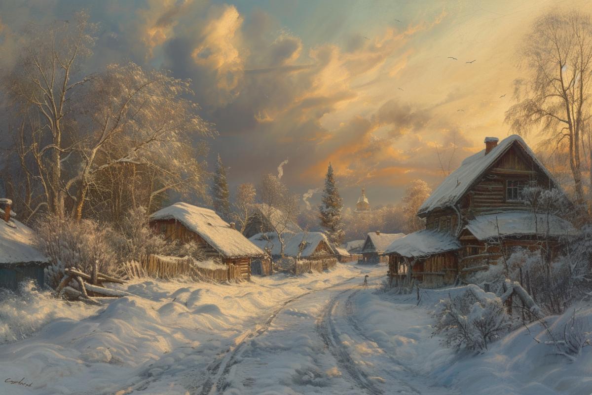 Russian village in the style of Joseph Farquharson