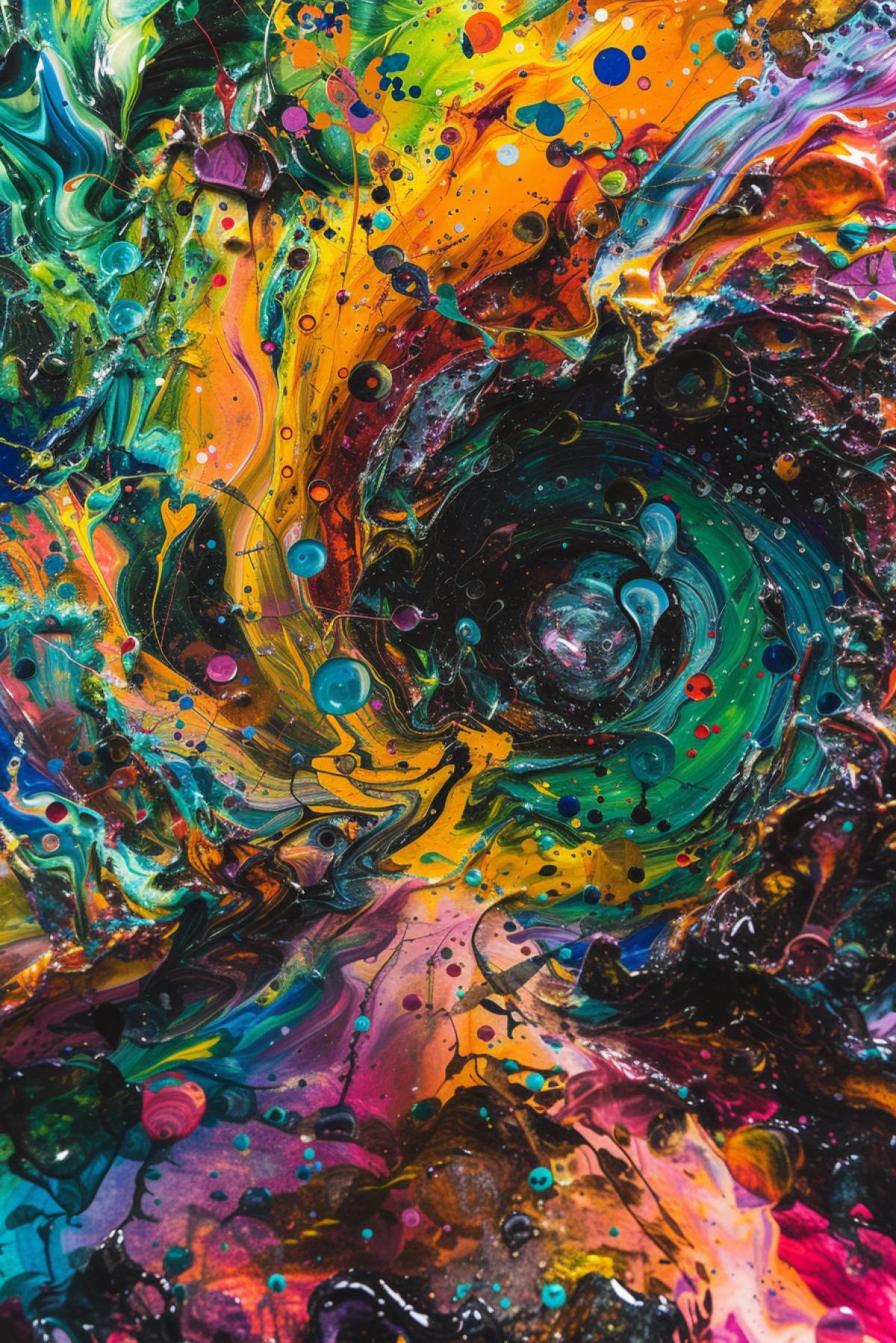 Dizzy dangerous rotation of whole mixing within multicolour world around me as centre of the universe