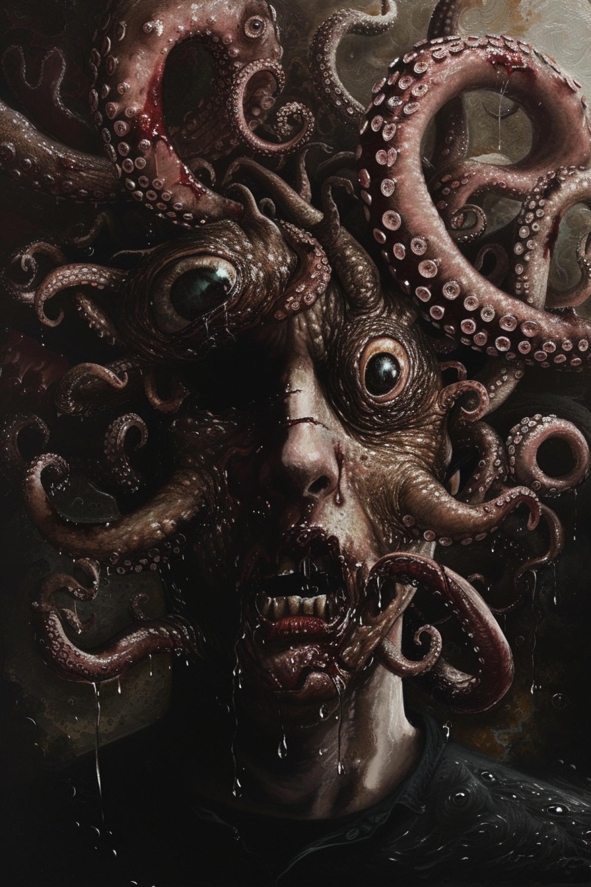 Psychedelics, psychosis, schizophrenia, surrealism, Lovecraft style, nightmares, slimy horror