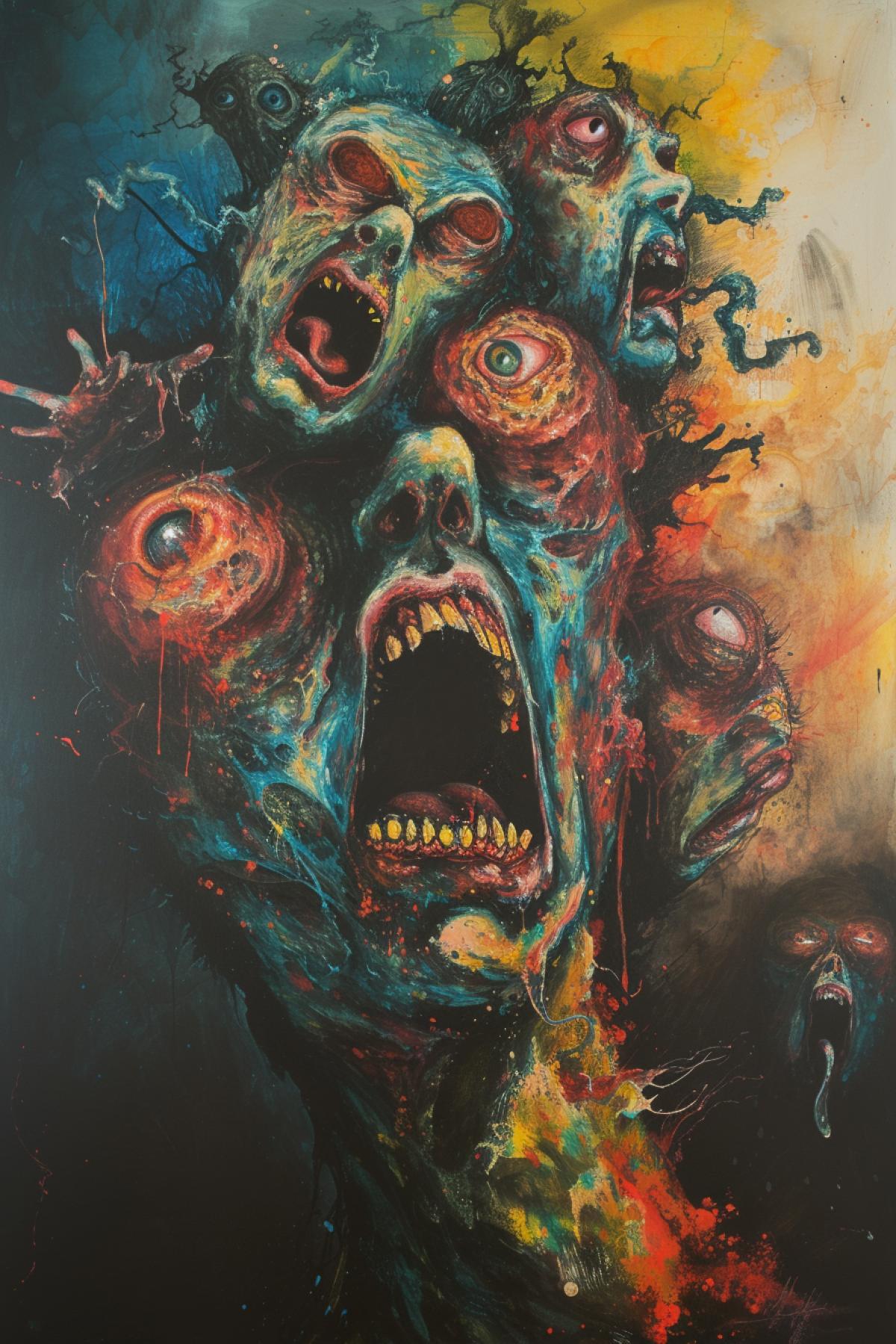 Psychedelics, psychosis, schizophrenia, surrealism, Lovecraft style, nightmares, slimy horror