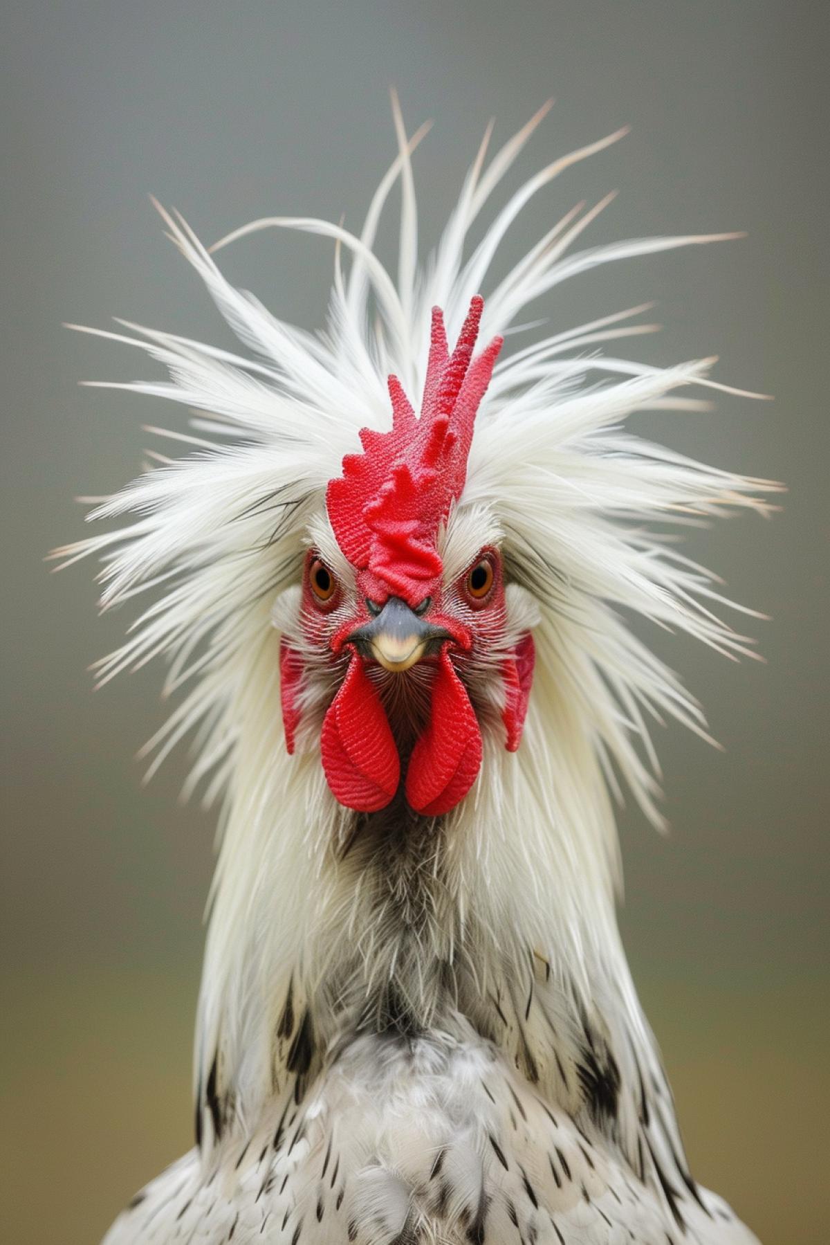 chicken with creative hairstyle