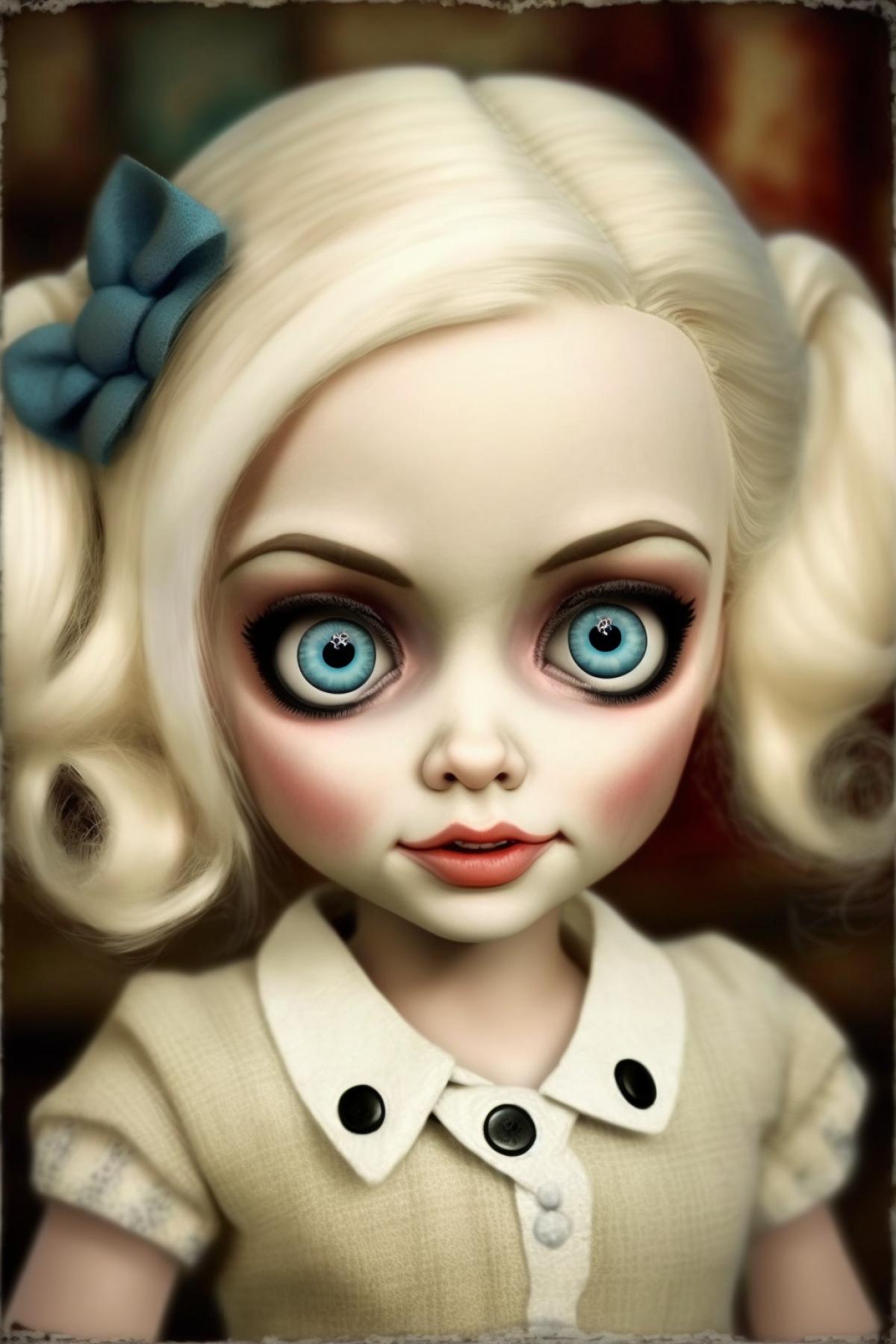 Harley Quinn as a porcelain doll.