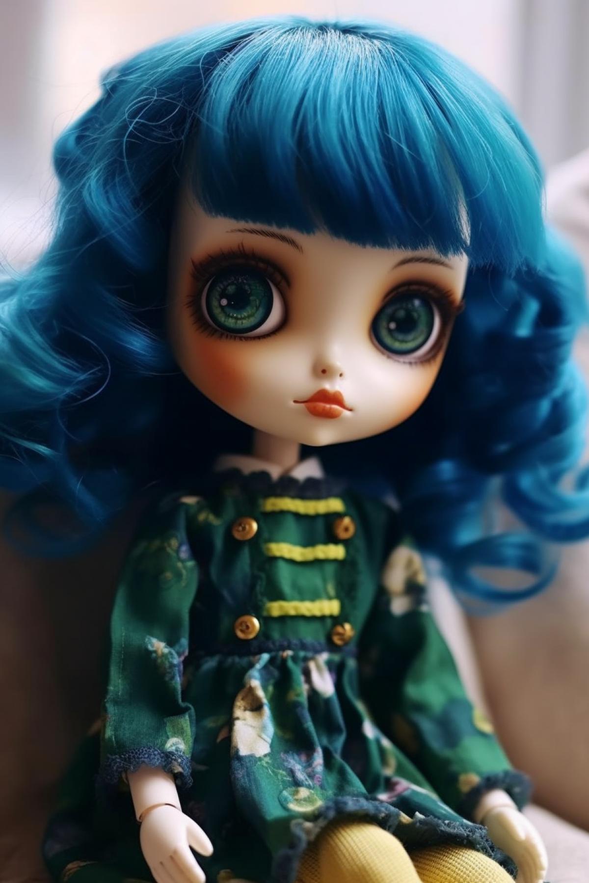 Funny Doll with green hair and a blue dress 🌸🌸🌸🌸🍒🍒🍒🏳‍🌈🏳‍🌈🏳‍🌈🏳‍🌈🏳‍🌈