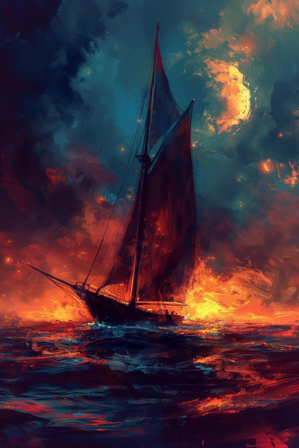 Devils yacht. spirits and ghosts, Parallel world, rich colors