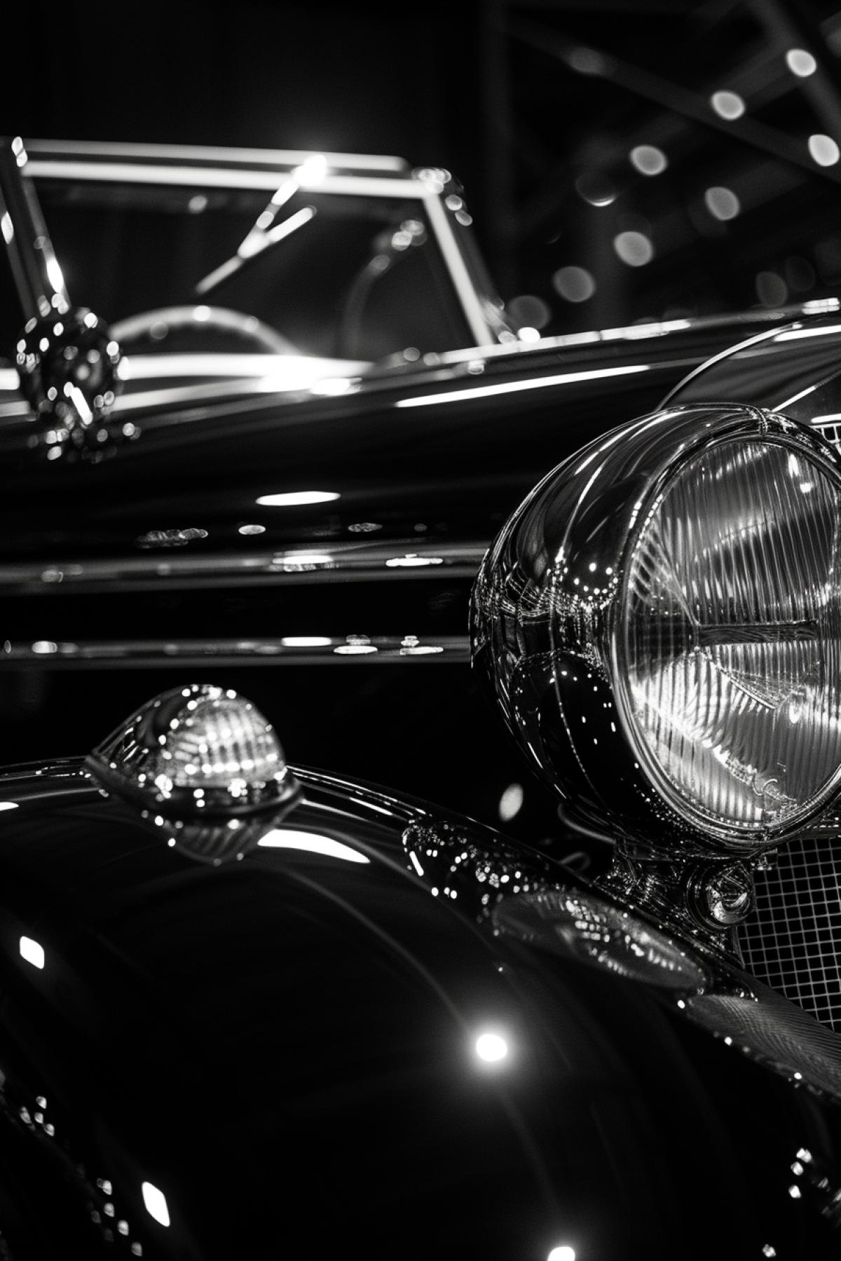 Benz-patent motorwagen on podium full size three fourth low view gloss and shine cinematographic light professional photo