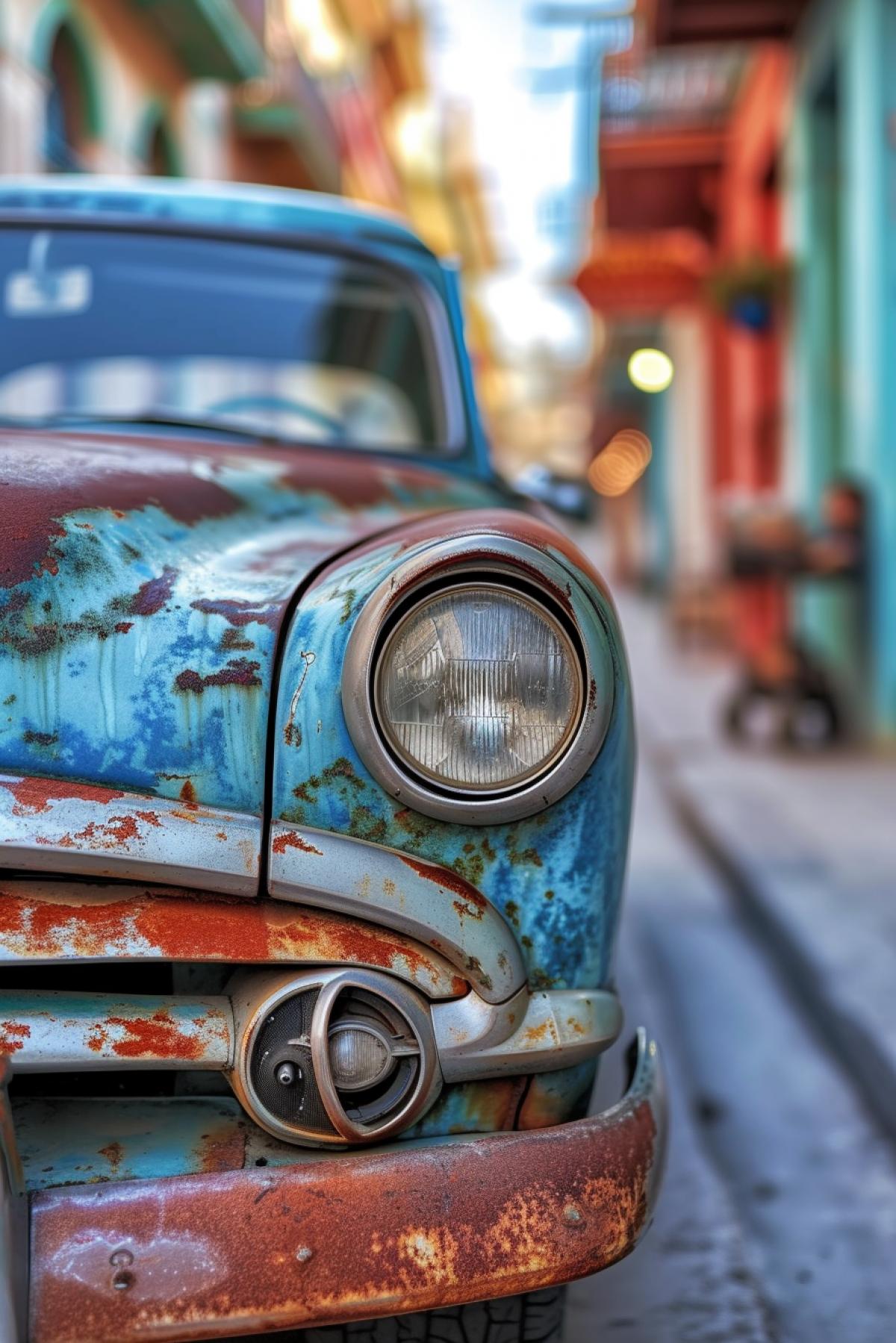 retro car in Cuba surroundings