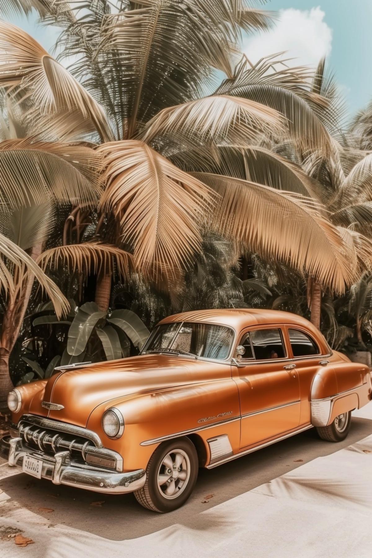 retro car in Cuba surroundings
