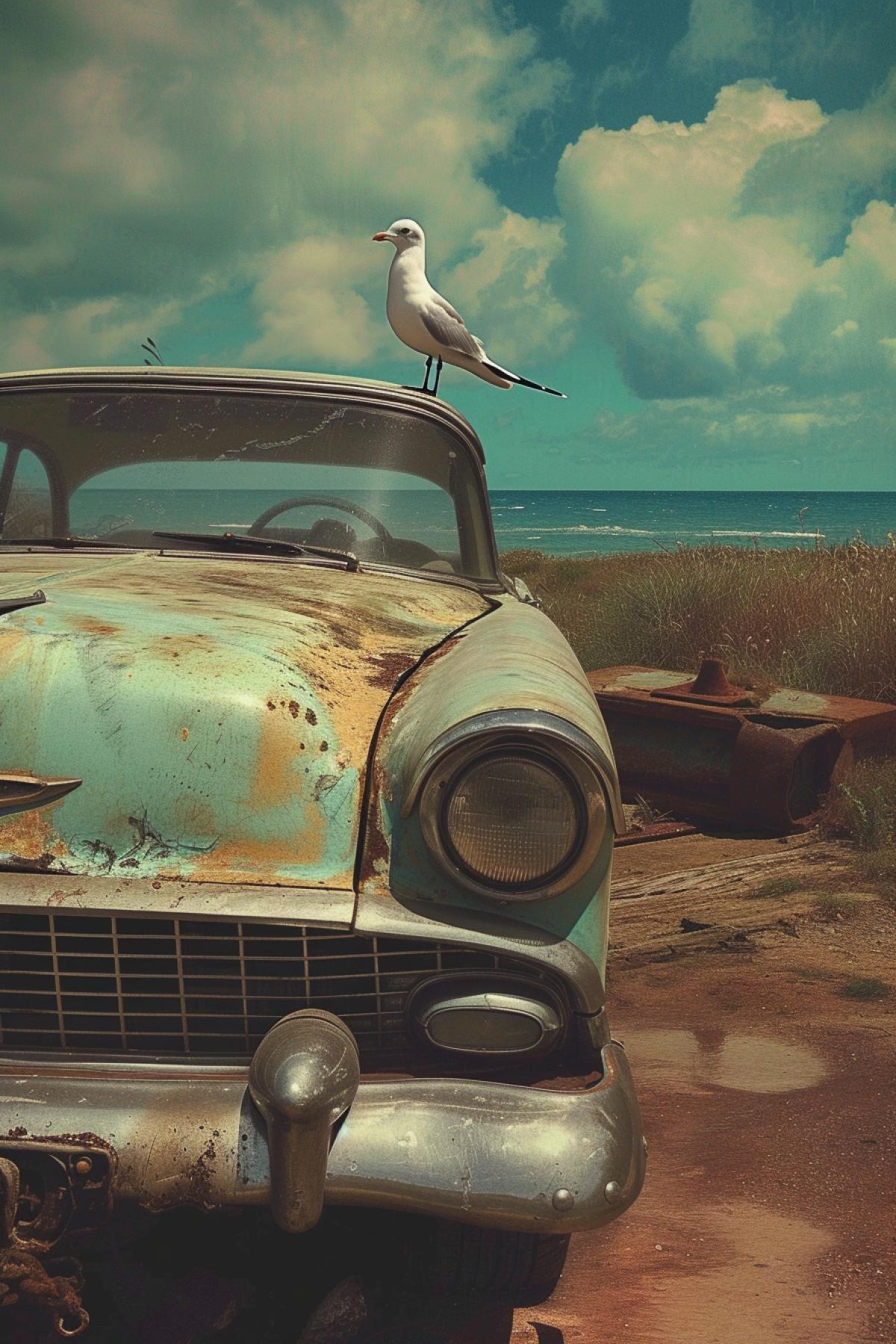 Retro car Seagull, Russia, poster