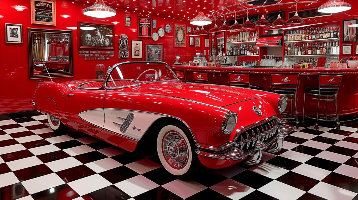 retro car showroom