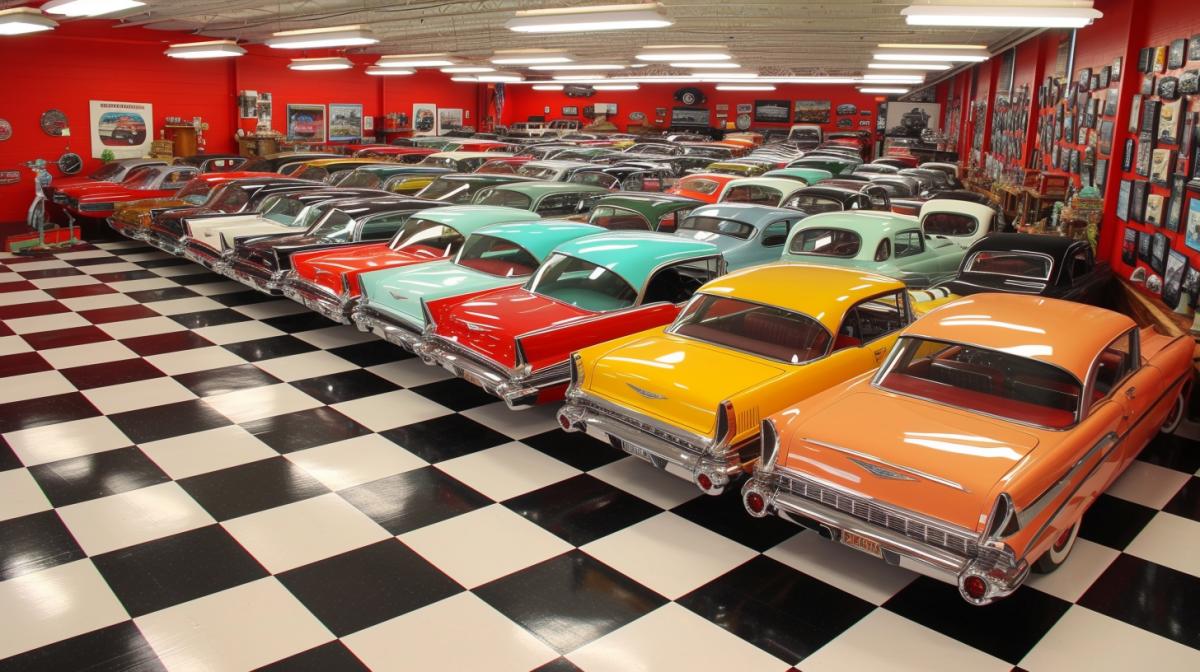 retro car showroom