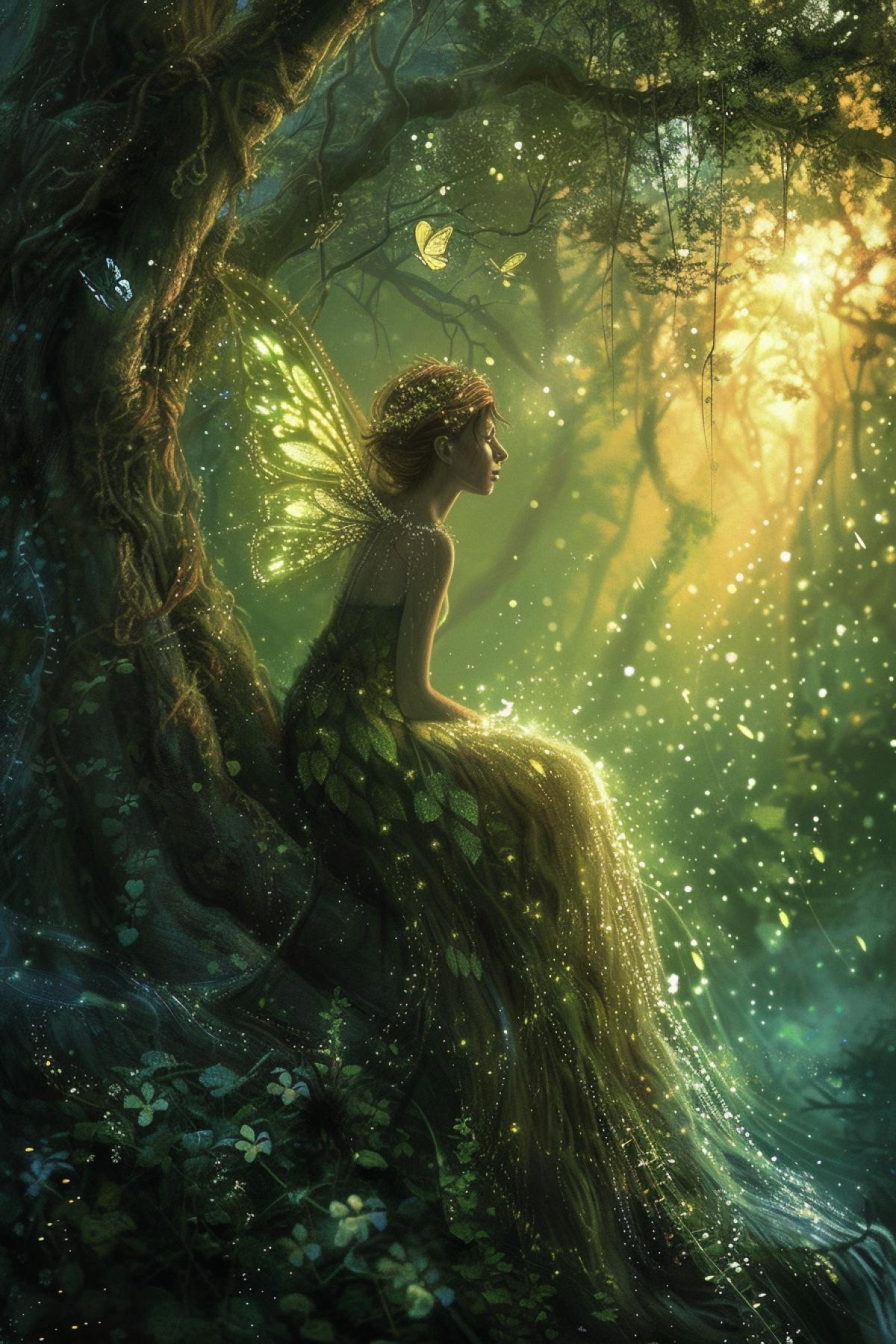 The Forest of Shimmering Sounds is a mysterious place where every sound creates a wave of flickering light, filling the air with music and magic. Musical fairies live here, whose voices turn into luminous notes floating in the air around each tree. My paintings personify this amazing phenomenon, showing a masterly combination of colors and light, creating the impression of an endless concert in the heart of the forest