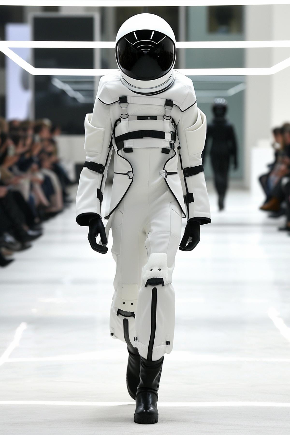 at the Balenciaga space suit fashion show