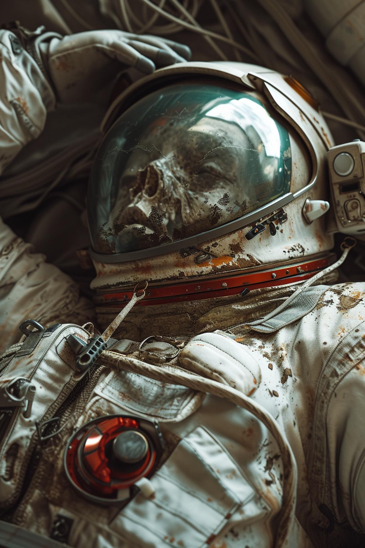 dead astronaut in space, super realistic, hyper details, rich colors, photograph