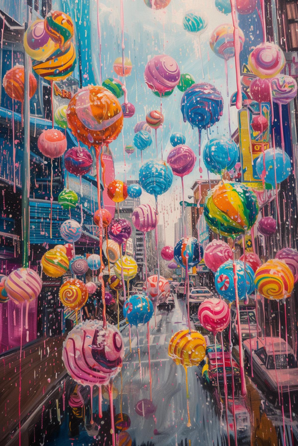 Rain of candy, rich colors