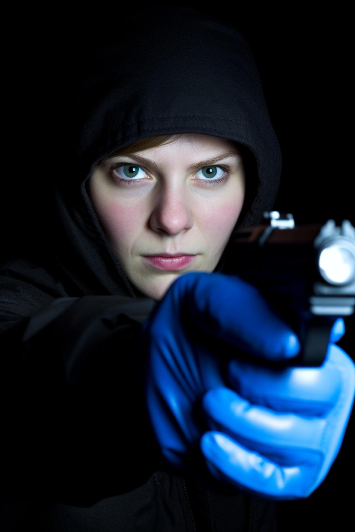 Female robber, armed and very dangerous