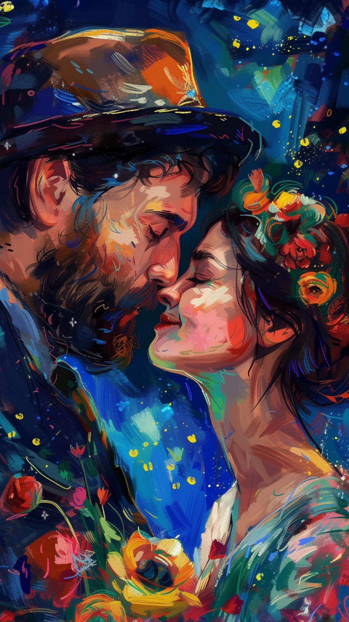 Couple in love in the style of Van Gogh