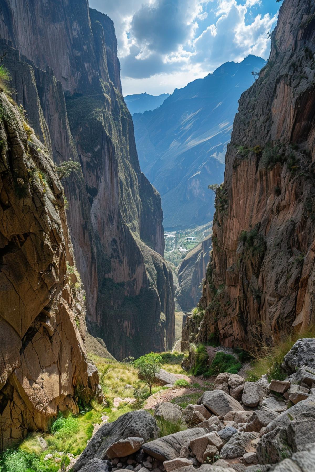 Picturesque deep canyon in Peru