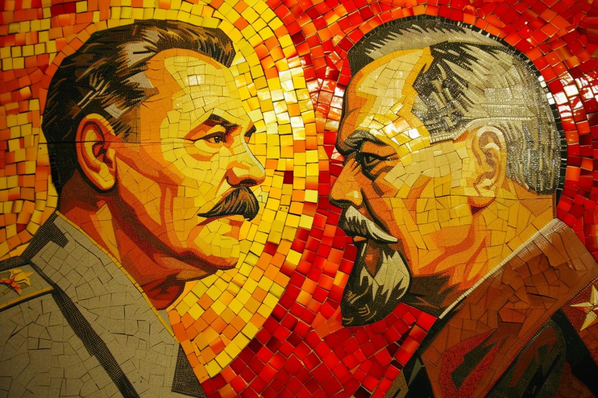 Mosaic panel Lenin and Stalin