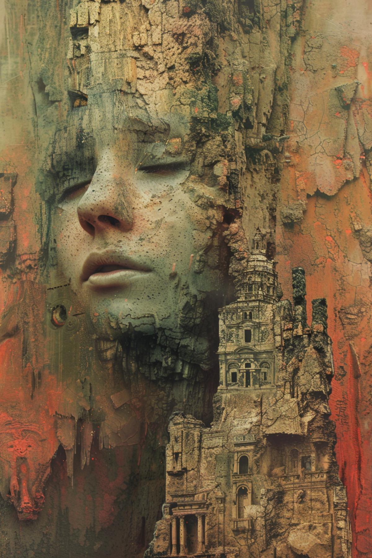 USA today lots of details and many faces high sharpness reddidh palette by zdzisław beksiński