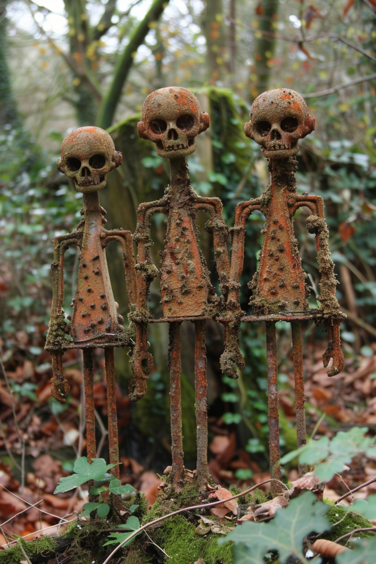 old, rusty humanoid robots androids crawl out of the ground like zombies to en4k humanity