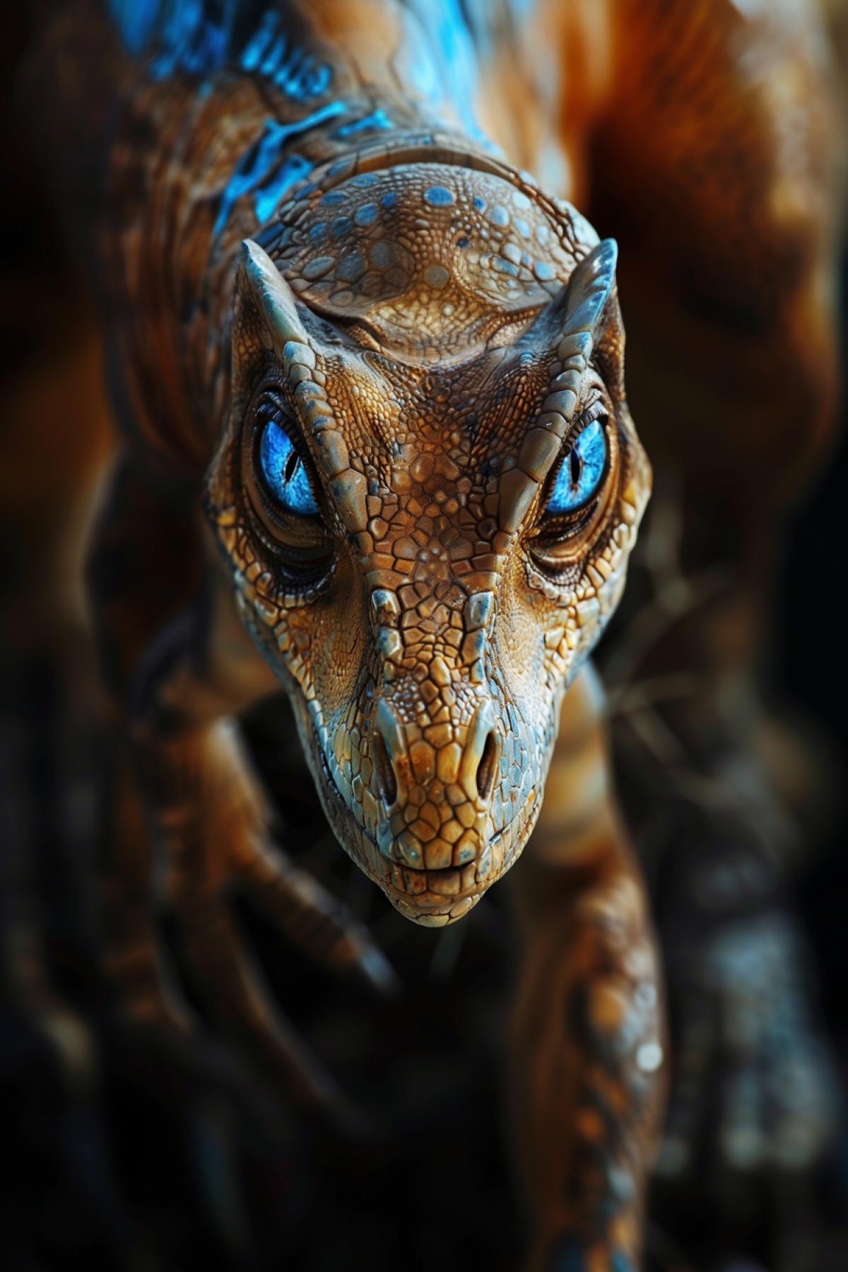 dinosaur Terminator with blue eyes Jurassic Park