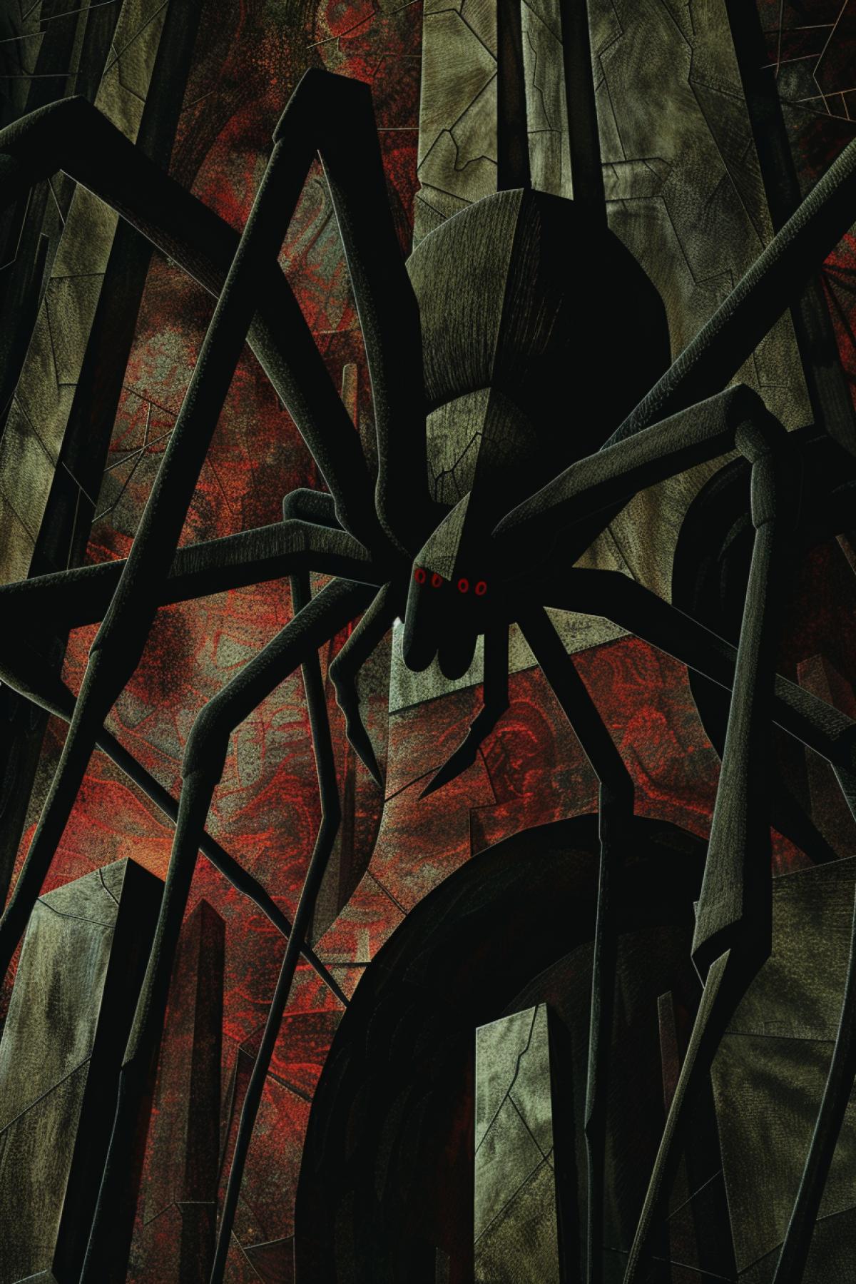 Sinister spider in the style of M.C. Escher