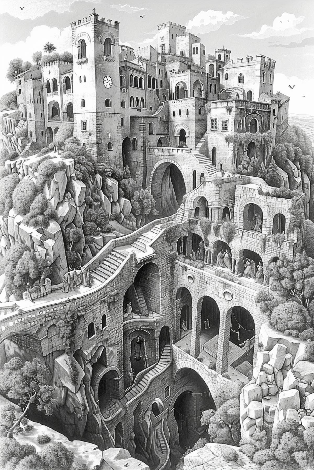 dark future in escher style