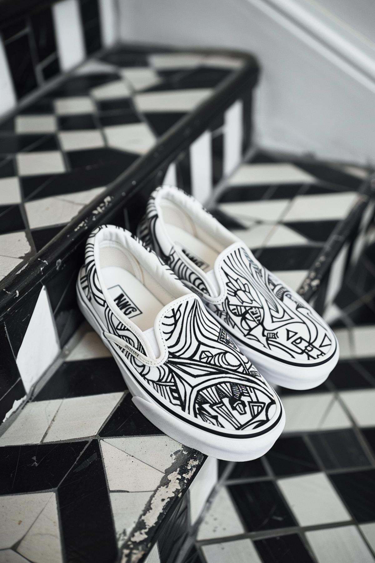 Vans Slip-on drawn by M.C Escher