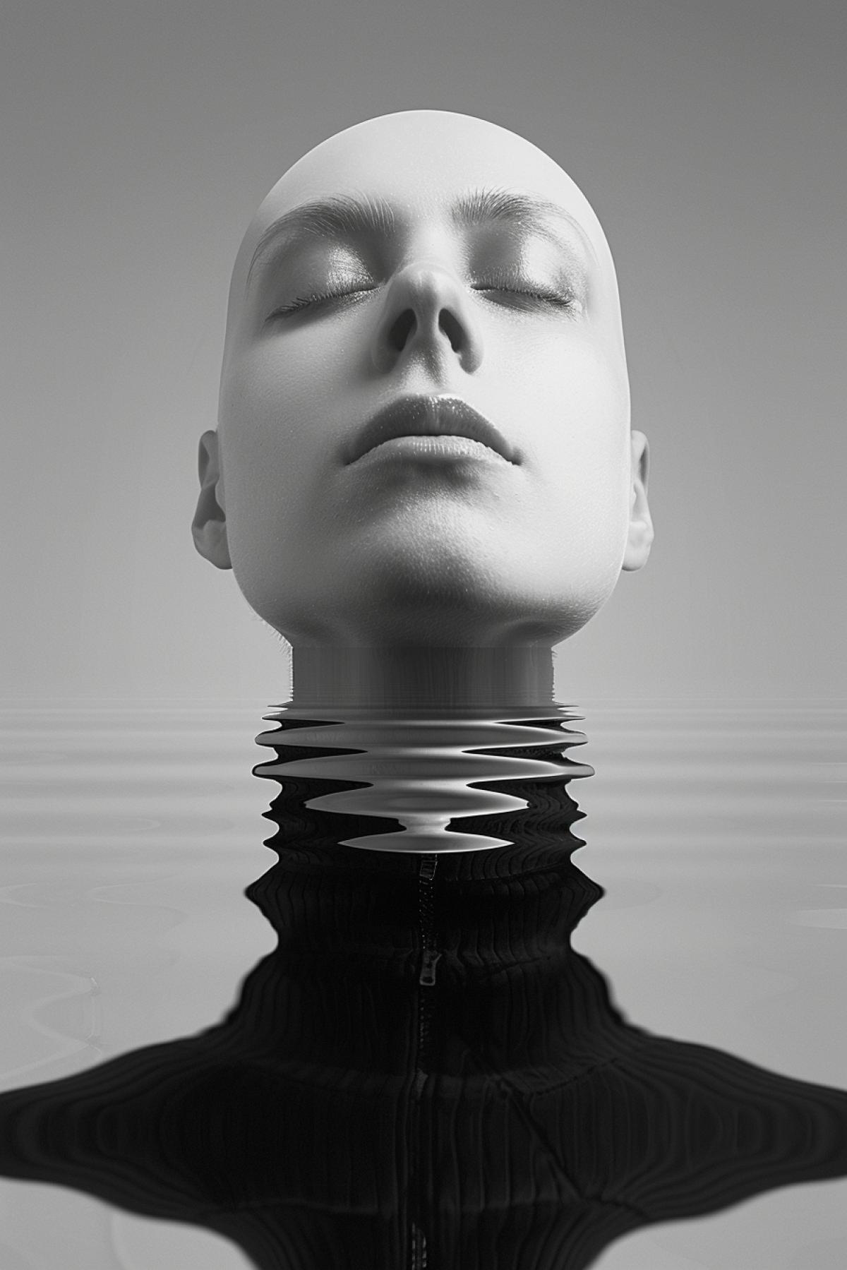 Faceless, Surreal Photography, Reflective, in the style of Peter Lik