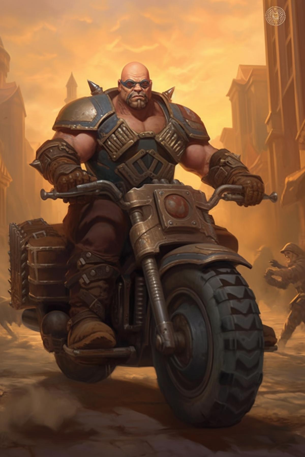 Cool powerful biker gladiator