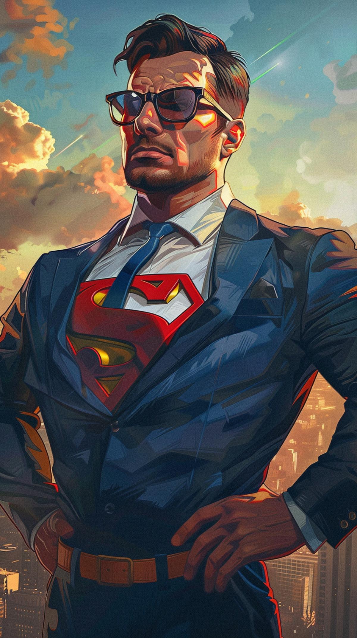 super business man in style of David Gibbons